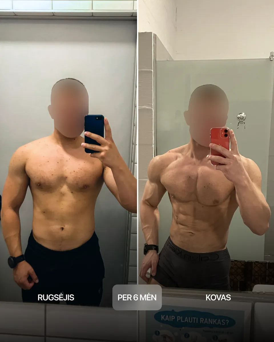 Client before and after, six-month transformation